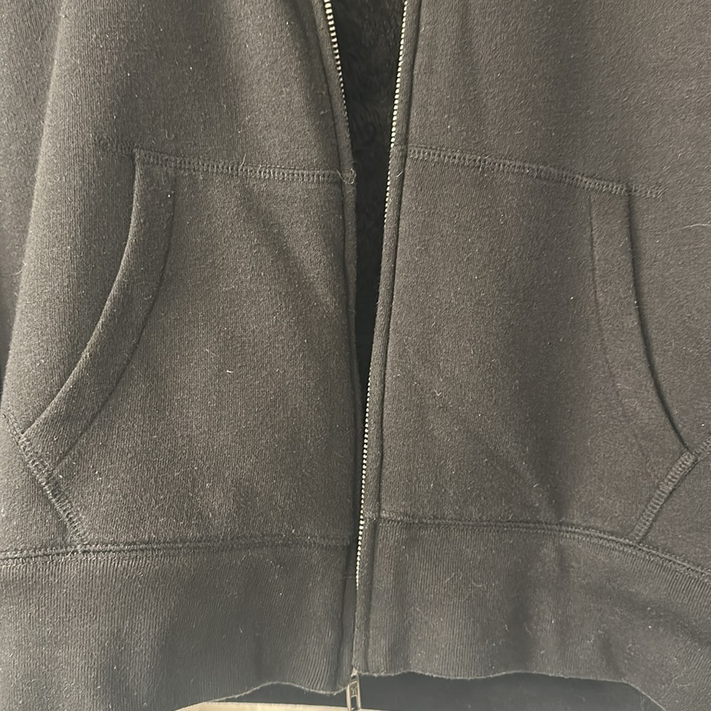 Black Zip-Up Hoodie with Heart Patch - Picture 6 of 6